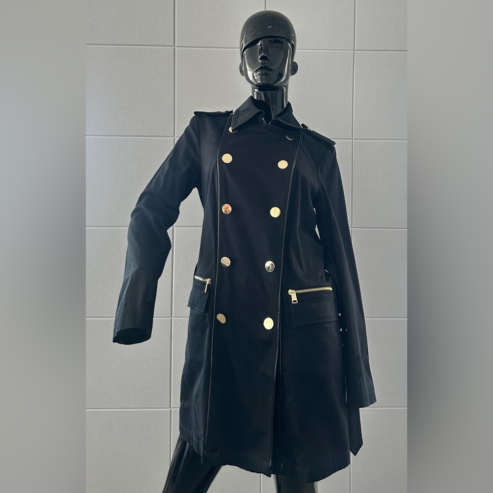 Guess Trench Button Up Black Coat